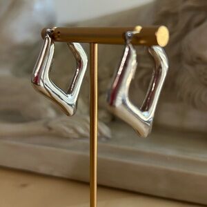 Vintage Sterling Silver Geometric Hoop Earrings